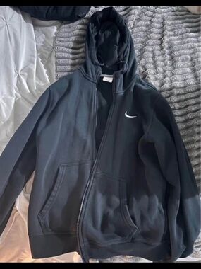 Nike Black Full-Zip Hoodie with White Swoosh